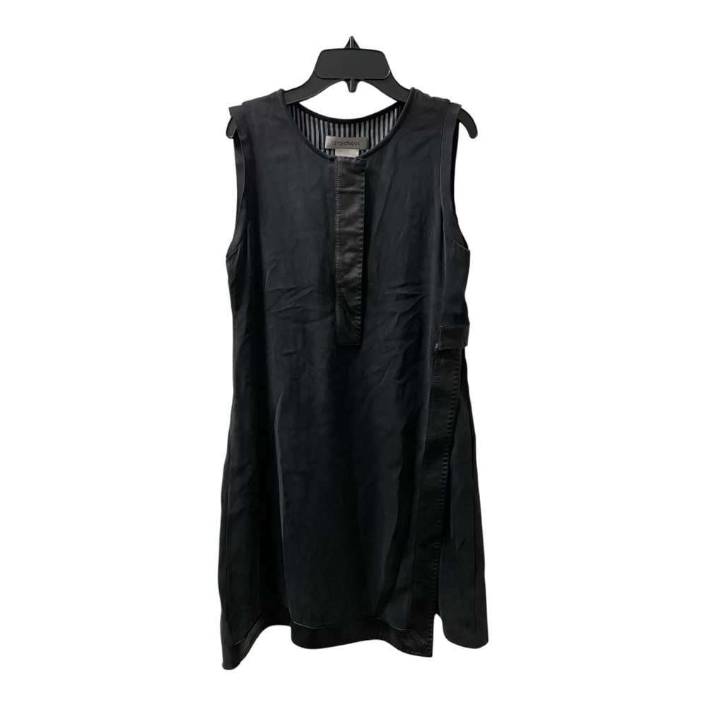 Sportmax Black Silk and Leather Shift Dress
